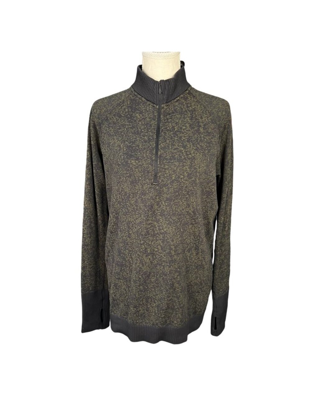 Lululemon Rest Less Pullover 1/2 Zip Olive Black Size XS